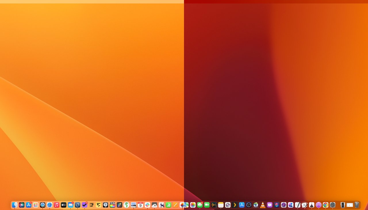 Apple's new macOS Ventura is yellow in light mode, blood orange in dark