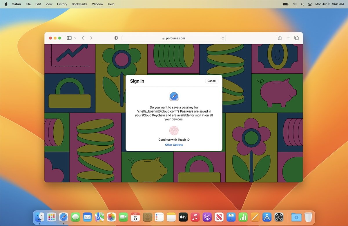 Passkeys in macOS Ventura