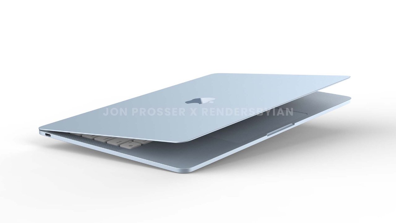 Initial renders of the new MacBook Air redesign showed no wedge-shape, two USB-C ports