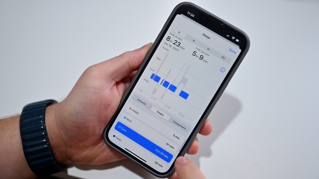 Sleep tracking stages in iOS 16