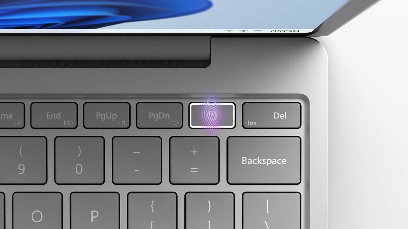 The Surface Laptop Go 2's power button also doubles as a fingerprint reader. 