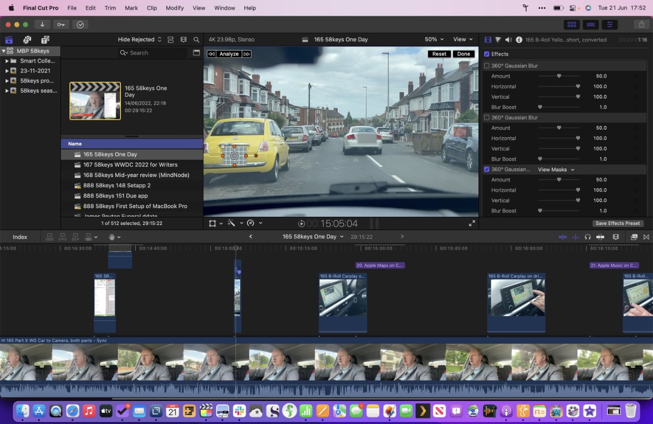 Using Final Cut Pro to track and blur the number plate on that yellow car
