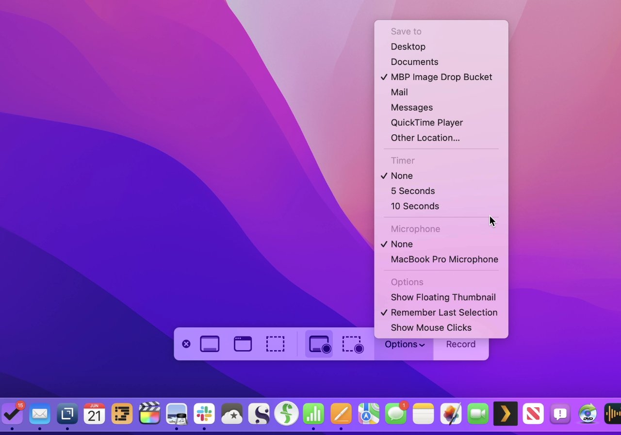 Command-Shift-5 gets you screen or audio recording options on a Mac