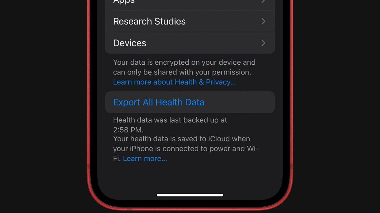 Cara mengekspor data aplikasi Kesehatan Anda