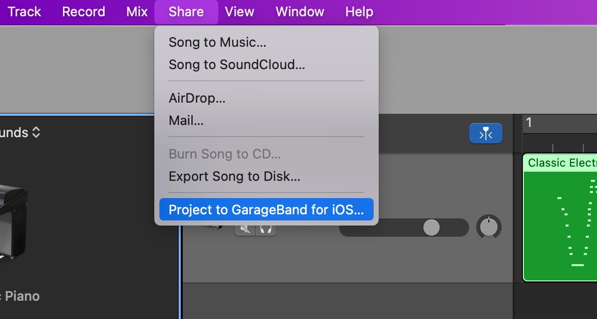 You could also transfer the GarageBand project from macOS to iOS and export on your iPhone. 