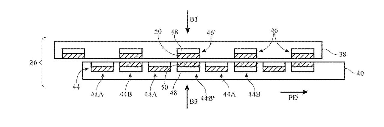 One of many example patent drawings showing how rows of magnets could act as a fastner