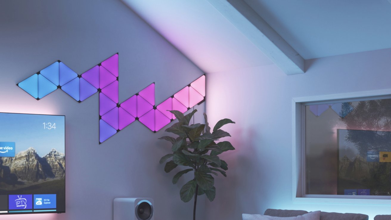 Nanoleaf Ultra Black Triangles turned on