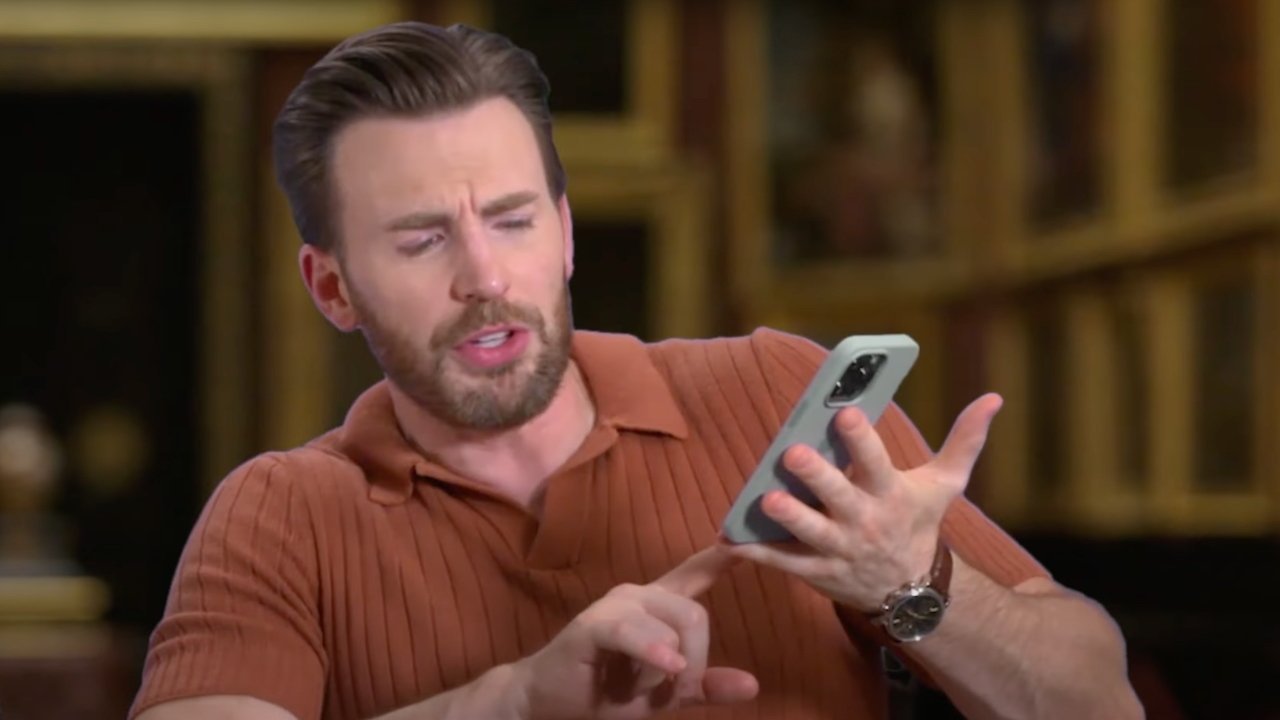 Chris Evans with iPhone 12