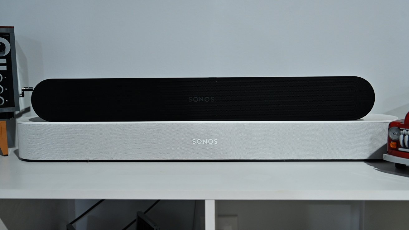 Sonos Ray on top of the Sonos Beam