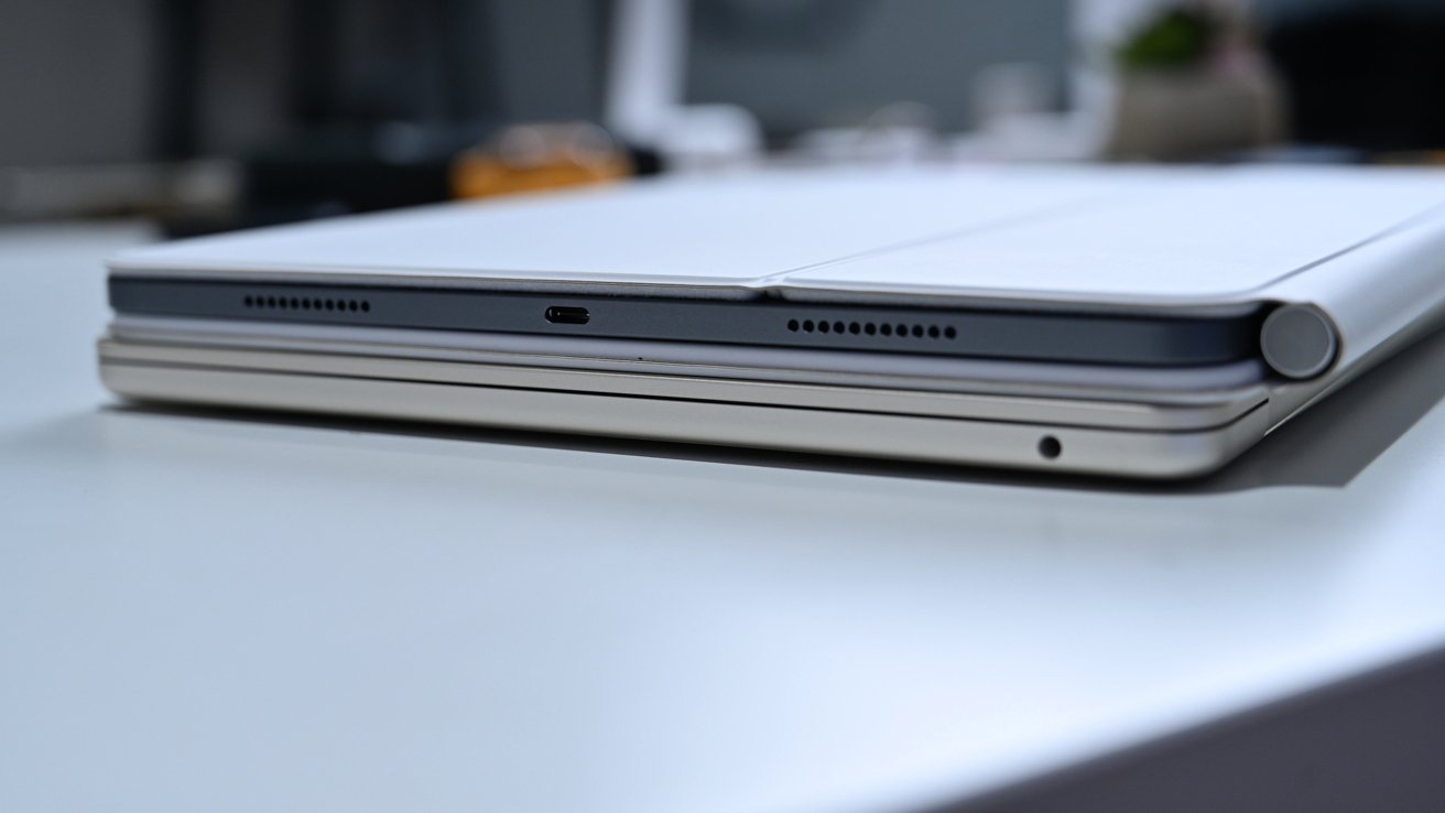 The iPad Pro is thicker when in the Magic Keyboard