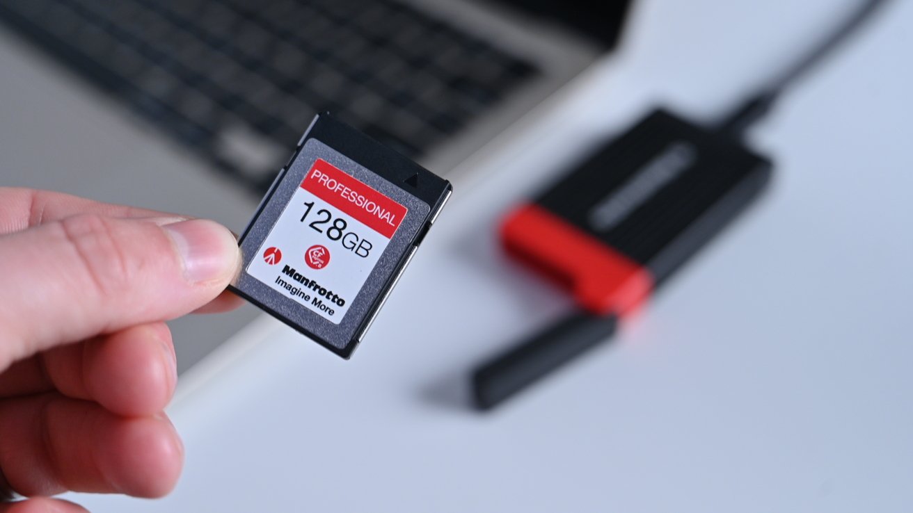 Holding the Manfrotto CFexpress card