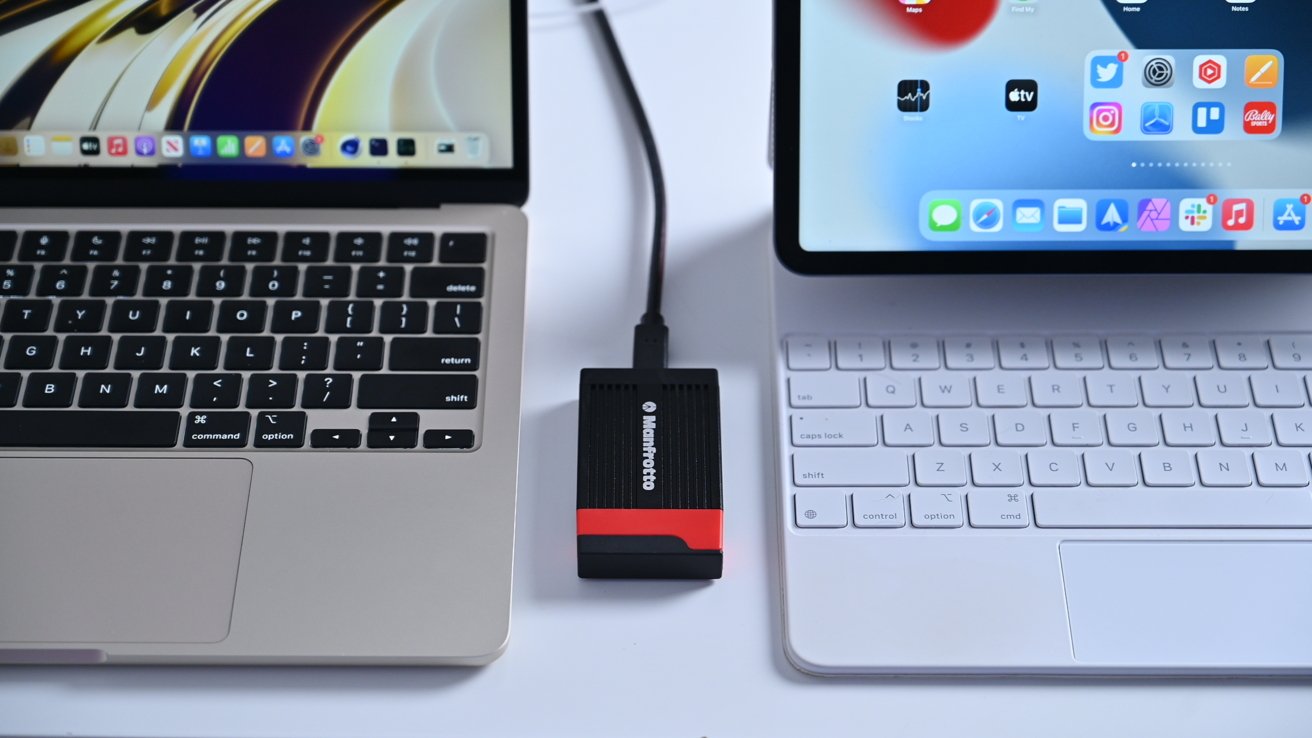The Manfrotto card reader works with Mac or iPad