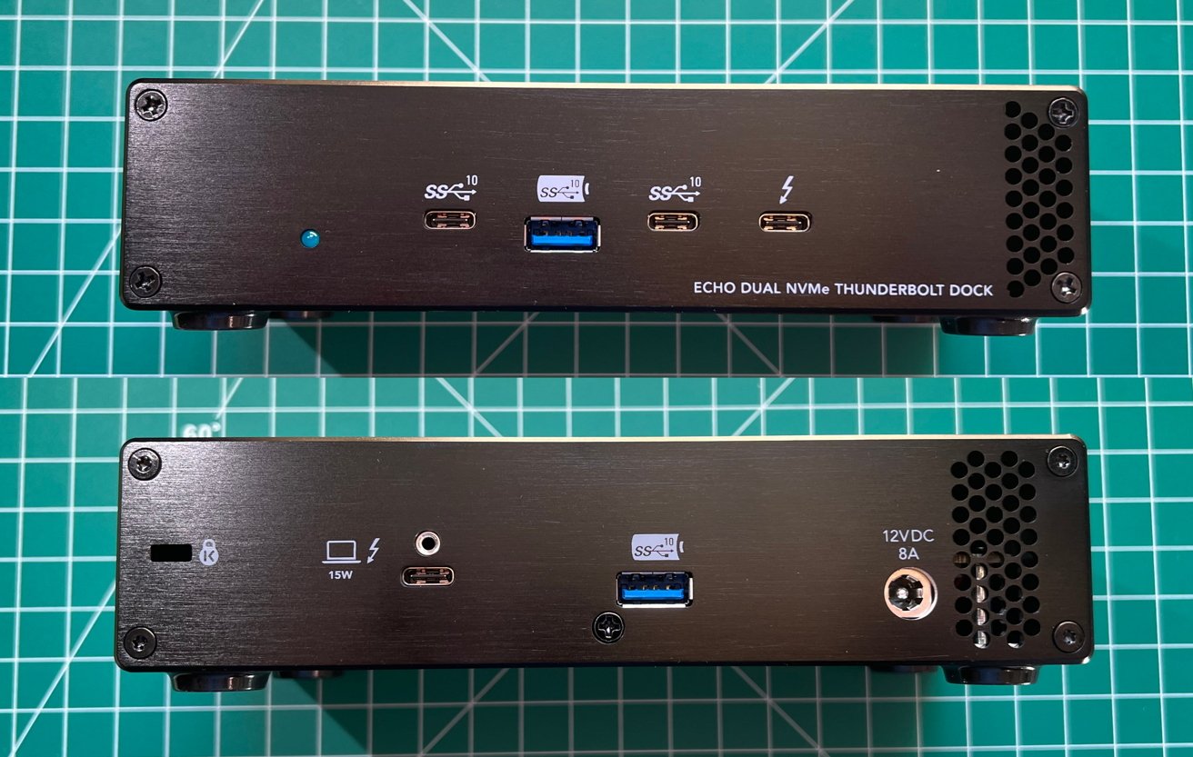 Передний и задний порты док-станции Sonnet Echo Dual NVMe Thunderbolt