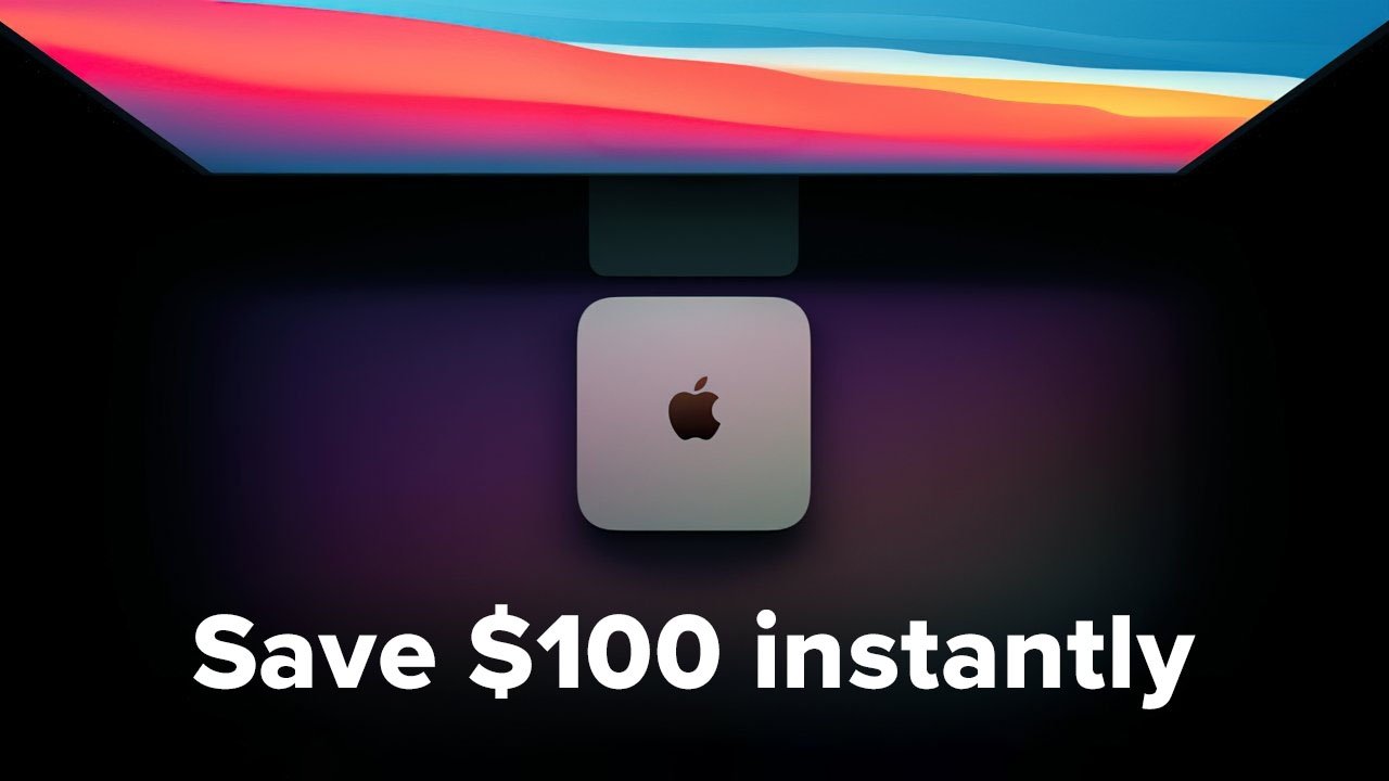 Apple M1 Mac mini with $100 off bold text
