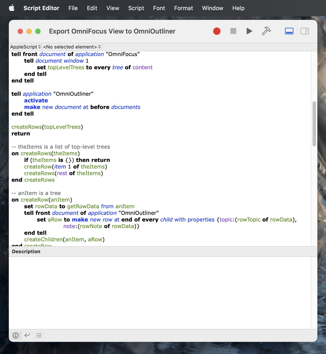 AppleScript (example script by Curtis Clifton)