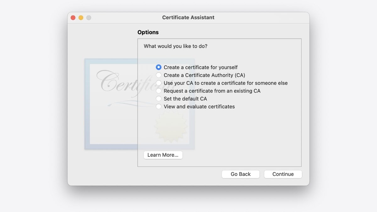 Managing certificates using Keychain Access