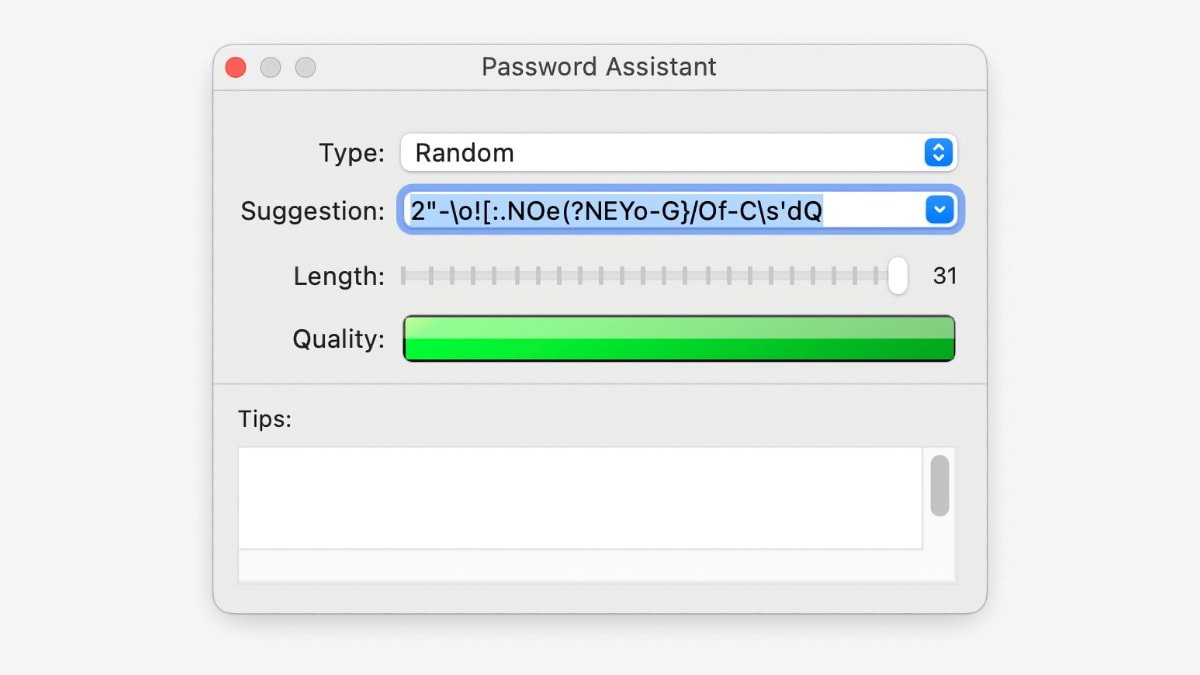 Generating a password using Keychain Access