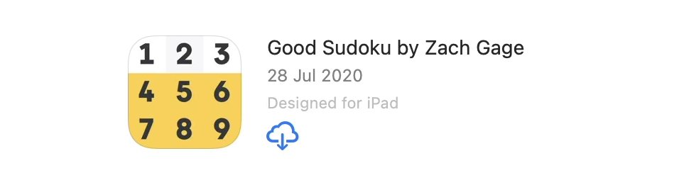 Find the app you want, that you've previously bought on iOS or iPadOS, and click the iCloud download icon