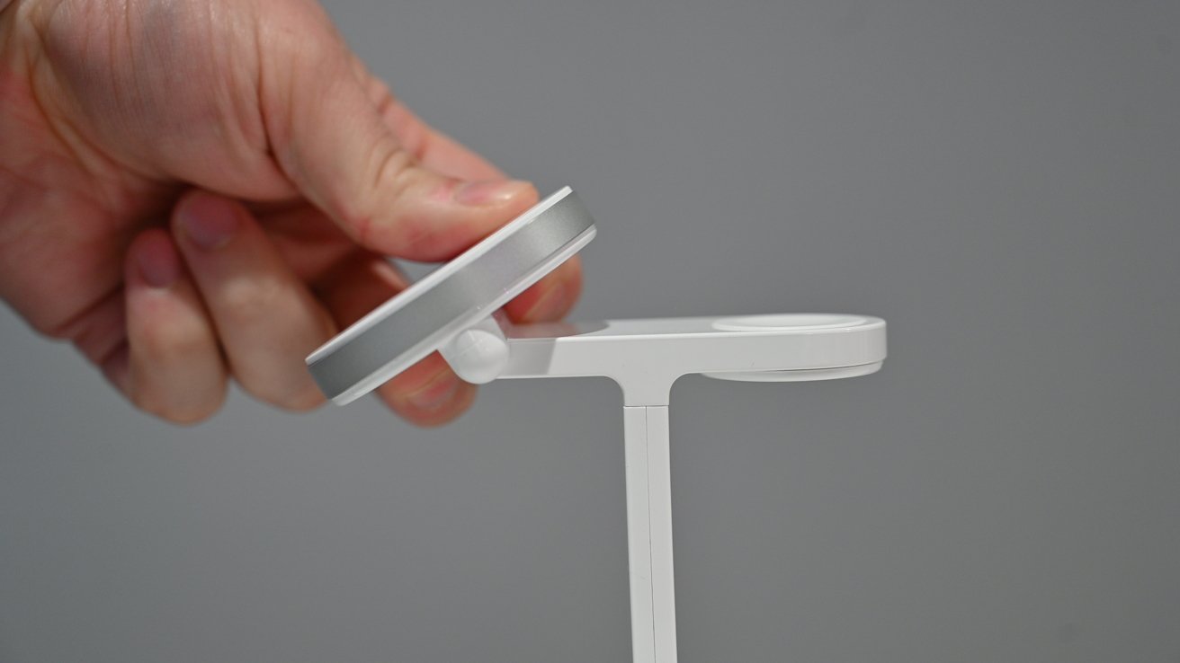 The MagSafe puck pivots vertical to horizontal