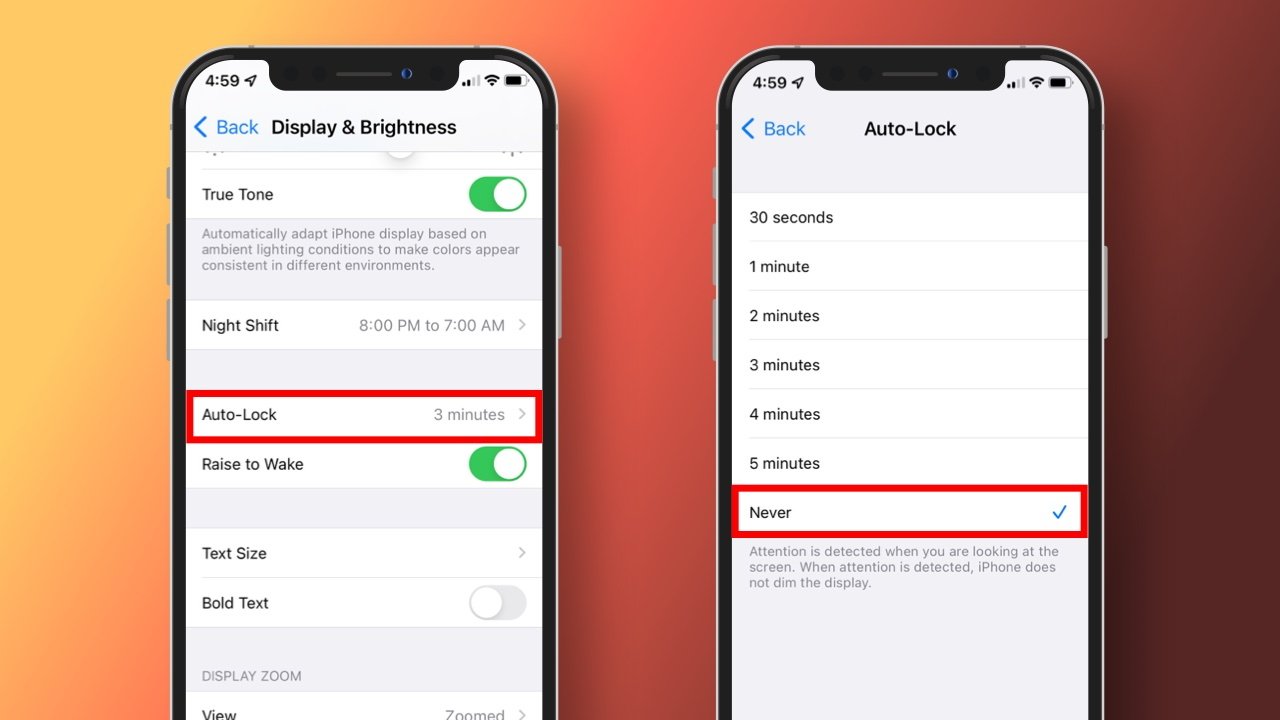 For an always-on experience, disable Auto-Lock from Settings.