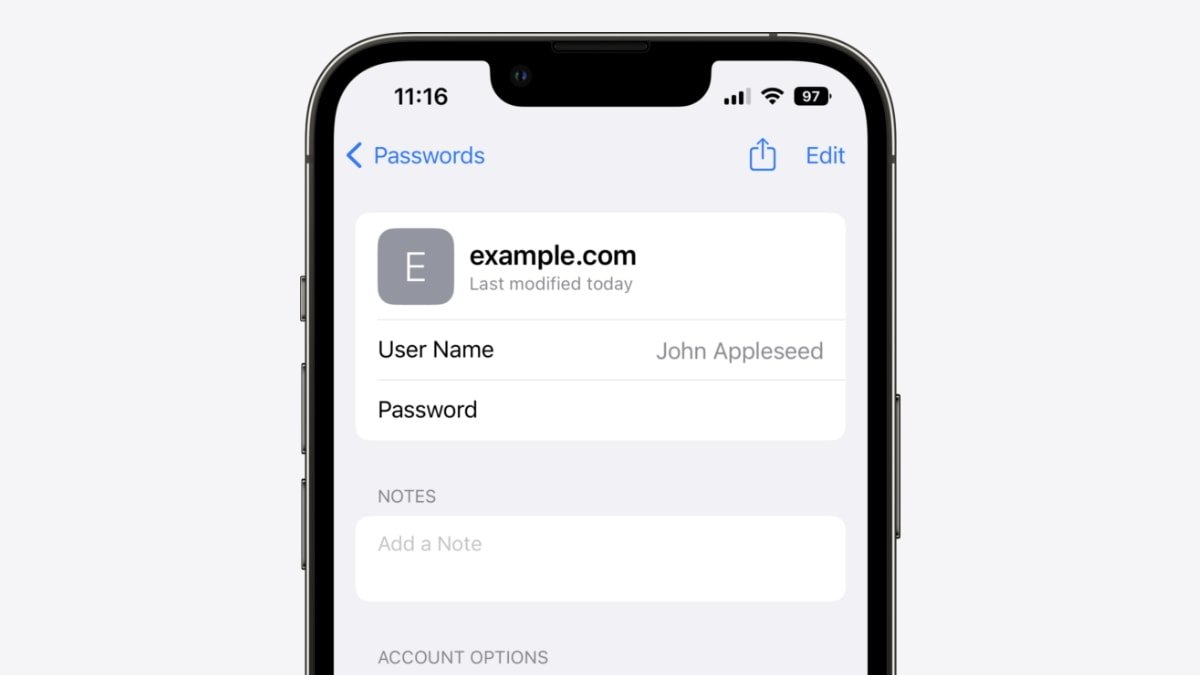 Writing a secure note in iOS Settings
