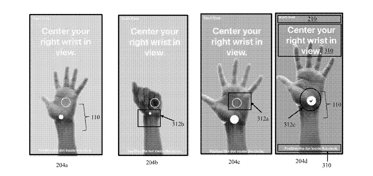 Detail from the patent showing one system for scanning a user's wrist