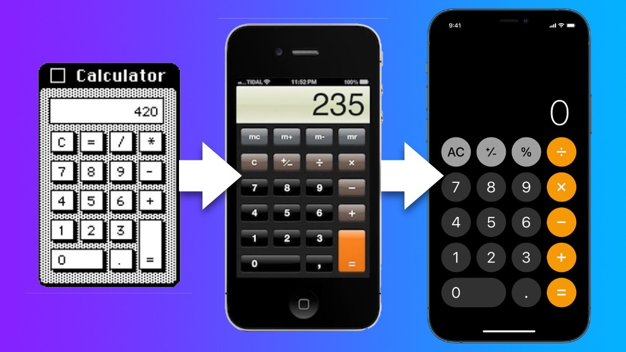 Apple's calculator has had a long history with skeuomorphism.