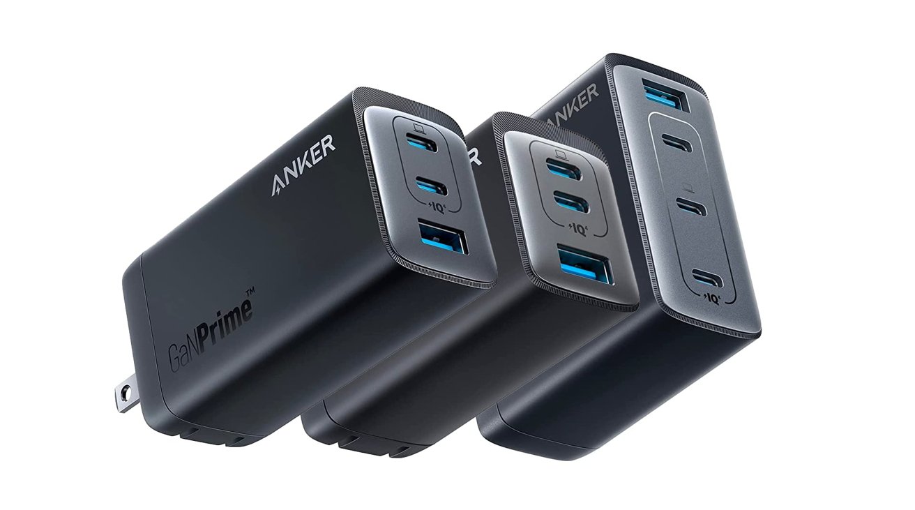 Anker's 65W (left), 120W, and 150W GaNPrime chargers. 