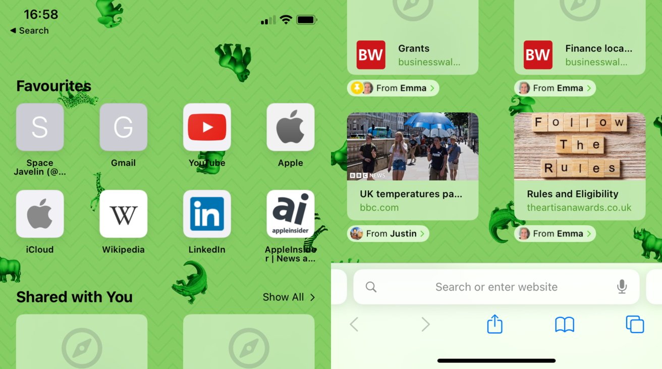 You can set the wallpaper for the Start Page of a Tab Group in Safari. 