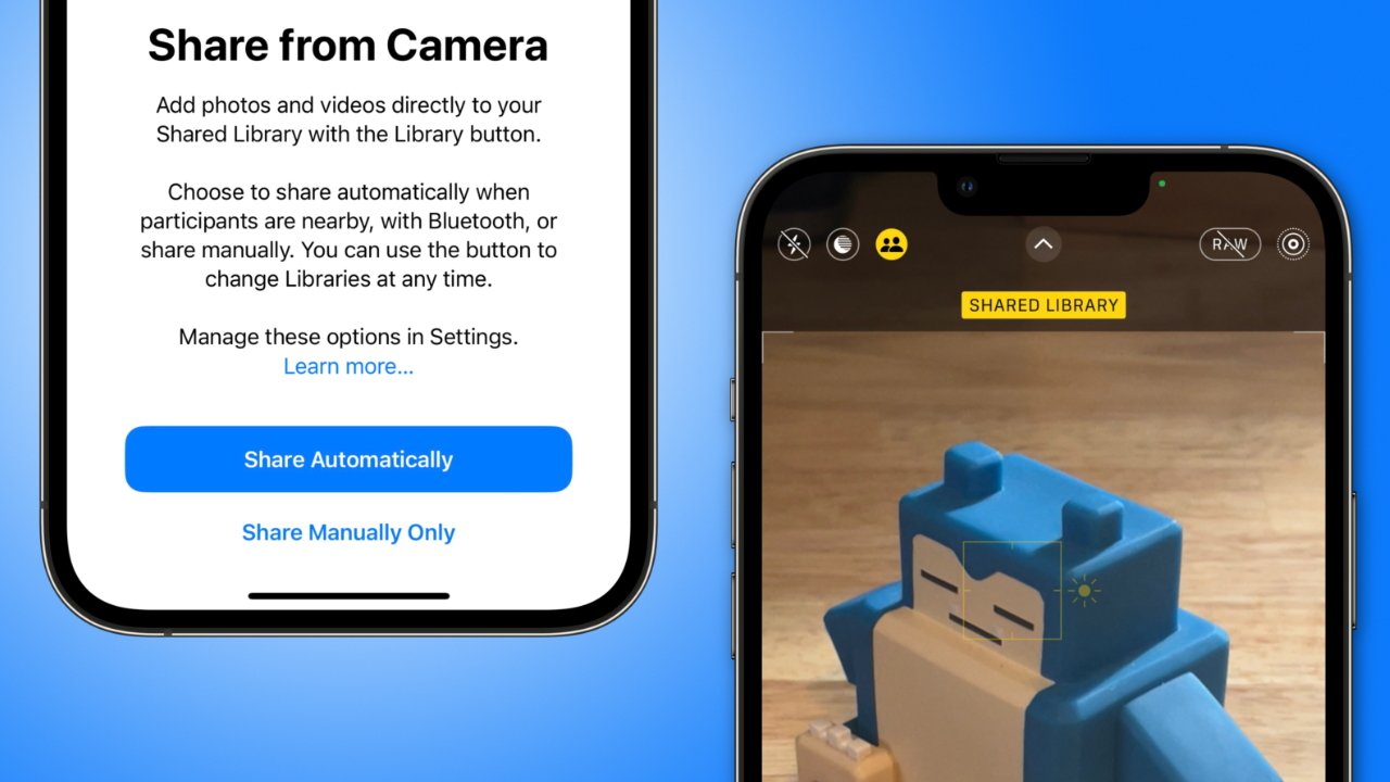 Control where photos go using the Camera app Shared Library toggle