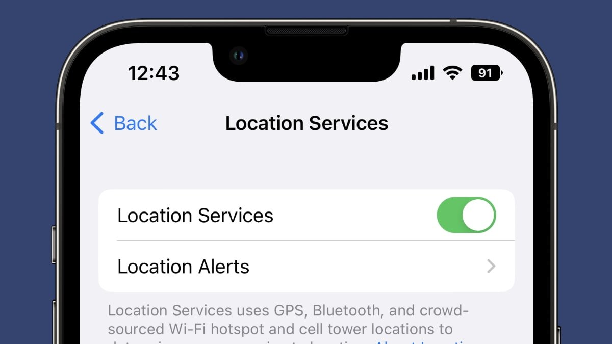 Location Services in iPhone settings