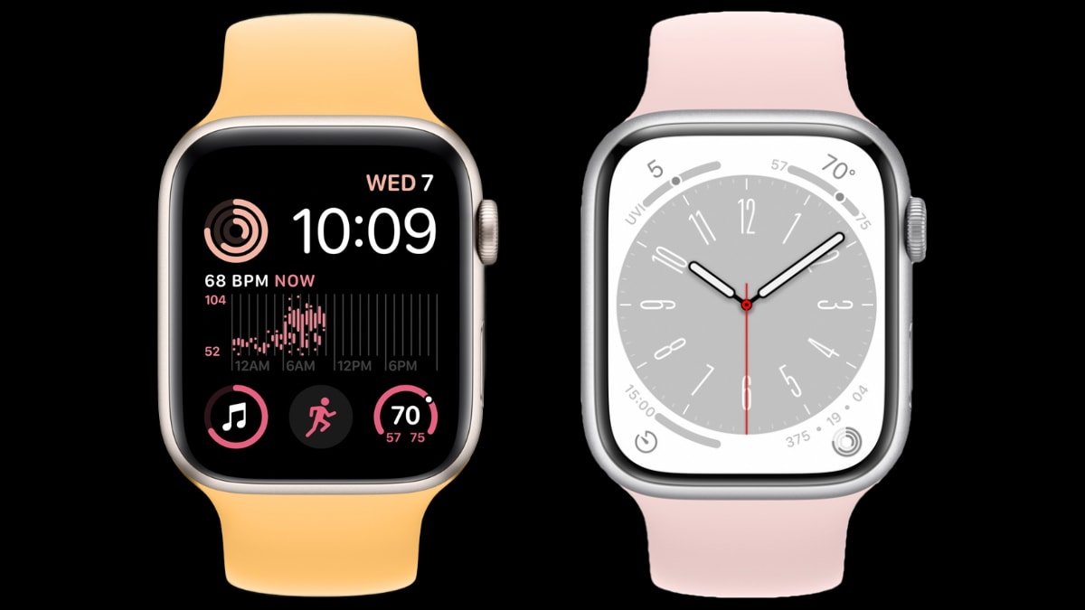 Left: Apple Watch SE. Right: Apple Watch Series 8