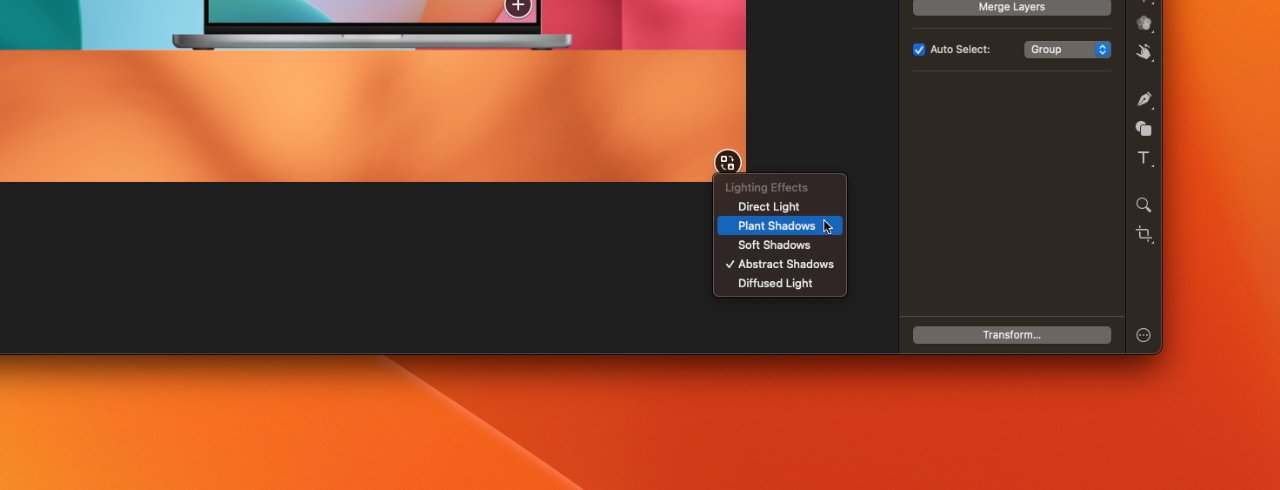 You can take a Pixelmator Pro mockup, change the images — and adjust the lighting