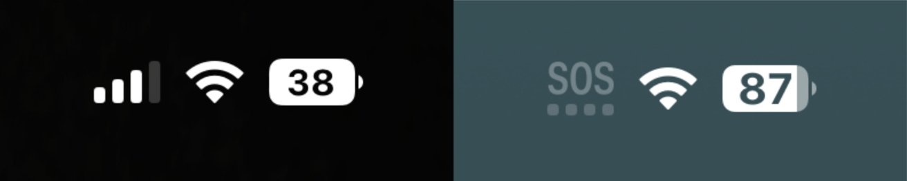 The old filled battery icon (left), the new beta indicator (right)