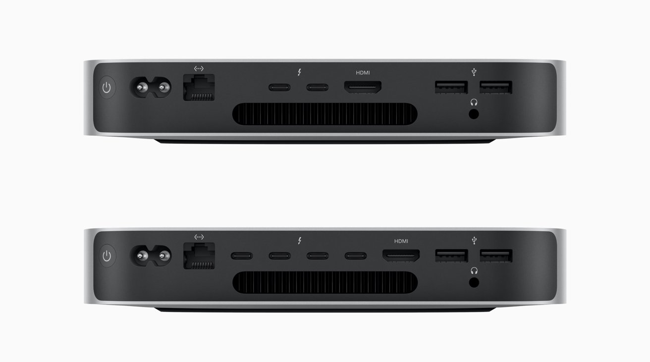 The M2 Pro Mac mini has more Thunderbolt ports than the M2 version. 