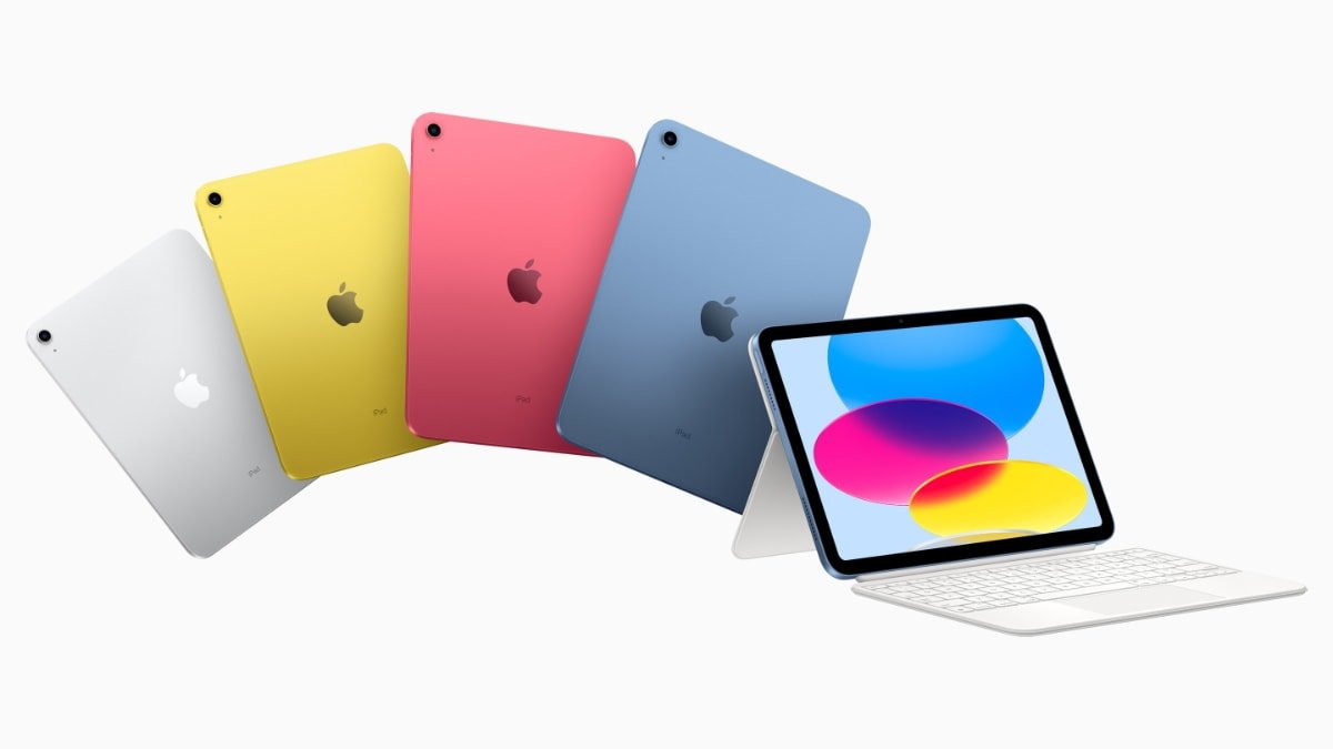 The 2022 iPad comes in new colors: blue, pink, yellow, and silver
