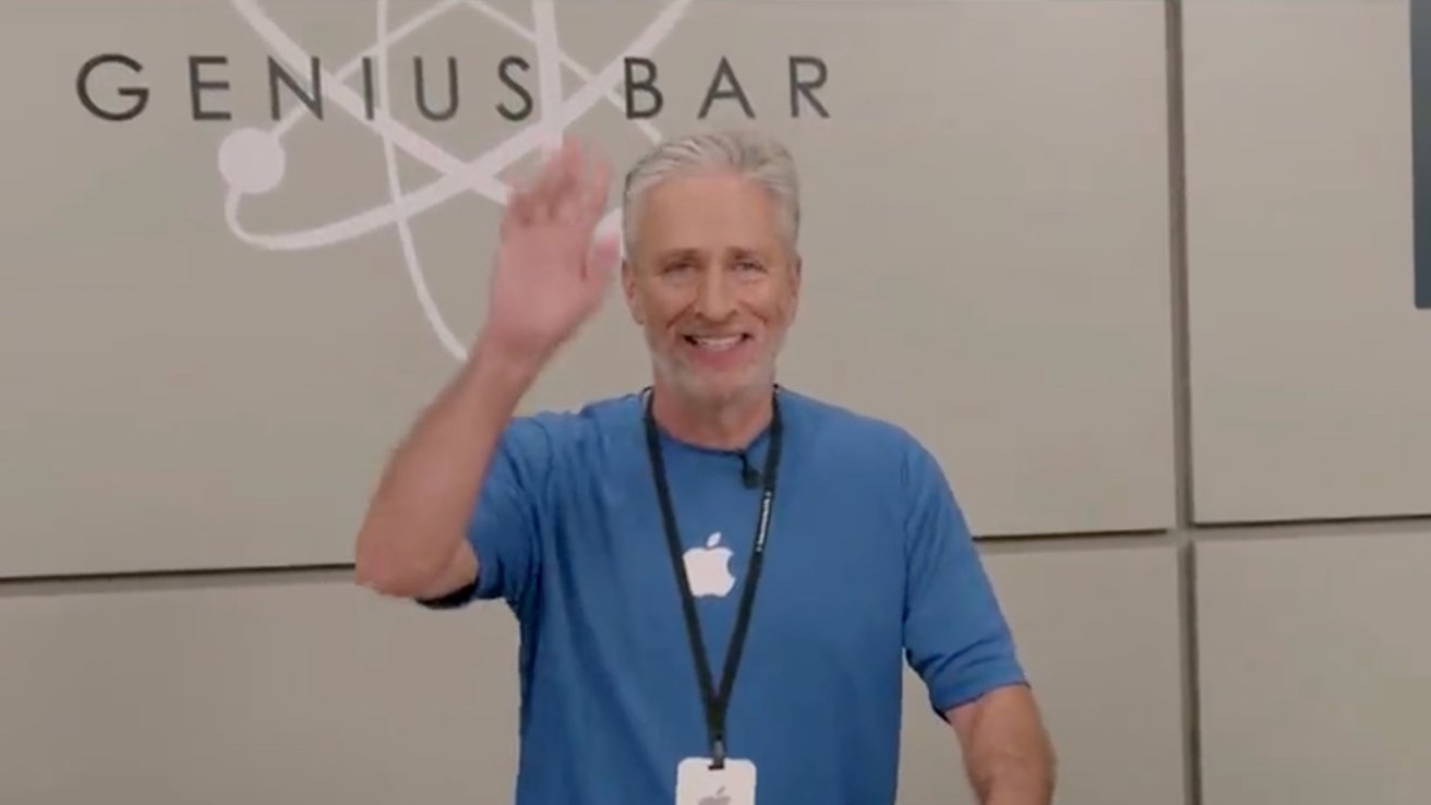 Jon Stewart working at the Genius Bar