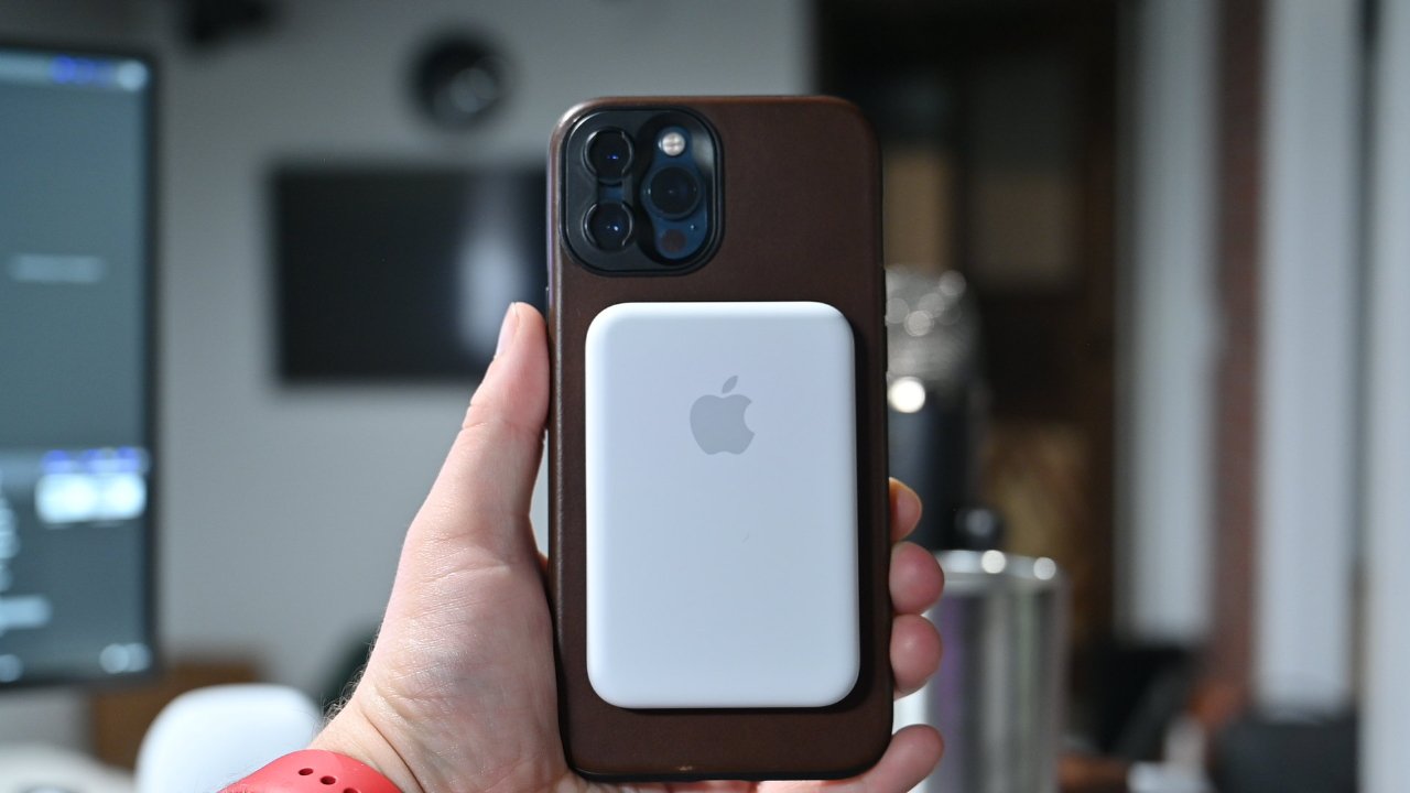 This stark white battery pack stands out on dark cases