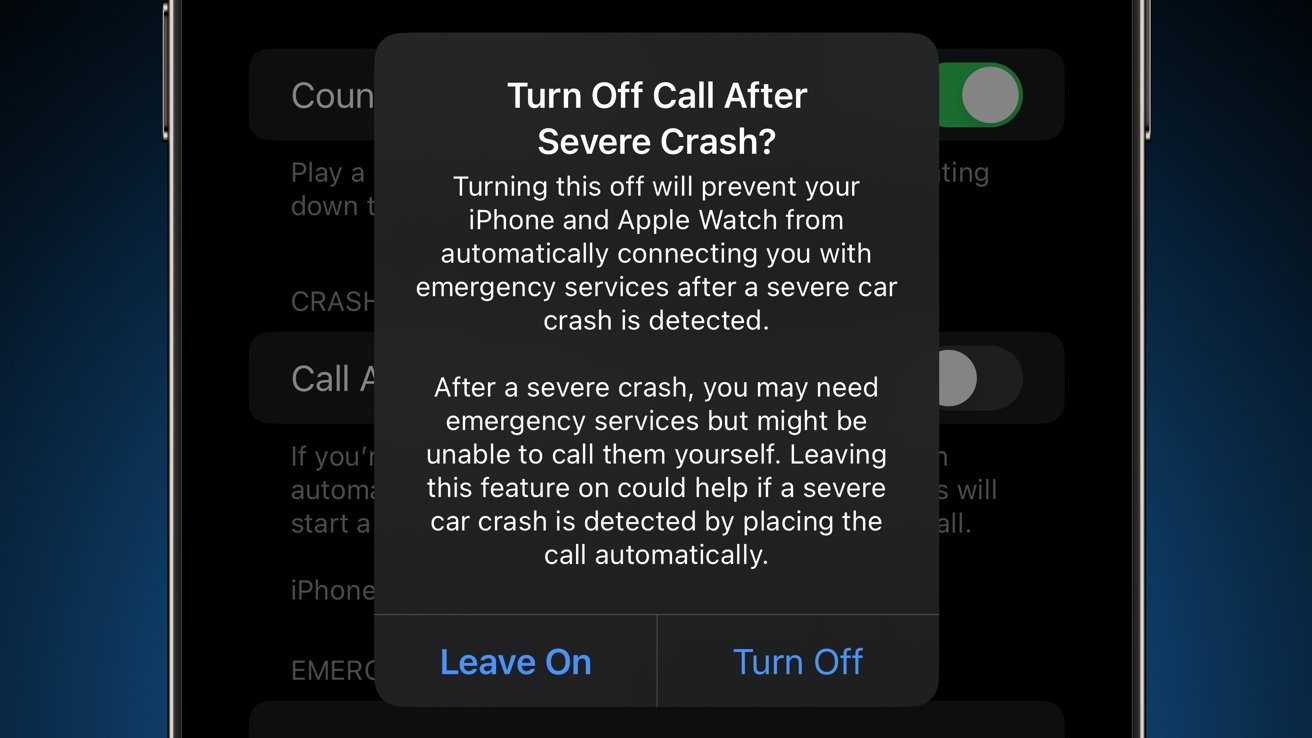 Crash Detection is a universal toggle across iPhone and Apple Watch
