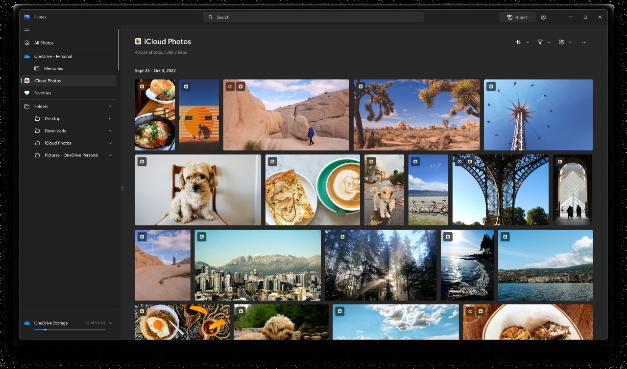Windows Photo con integración con iCloud (fuente: Microsoft)