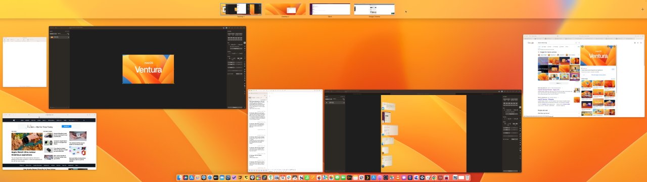 Even with an ultrawide monitor, having different spaces (above) helps you switch between jobs