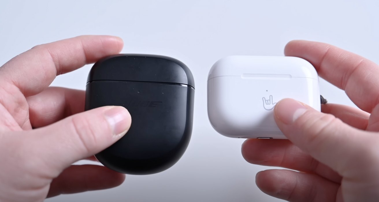 The AirPods Pro 2 case is much smaller than the one used by the Bose QuietComfort Earbuds II