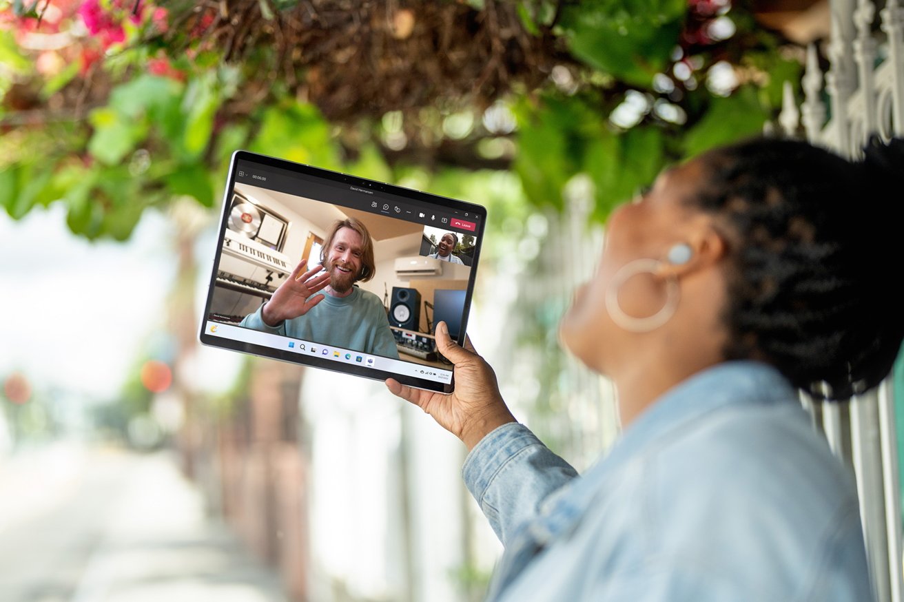 The front-facing camera of the Surface Pro 9 offers Windows Hello security.