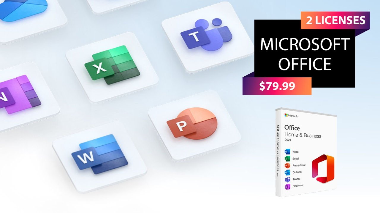 Microsoft Office apps with 2 license sale banner