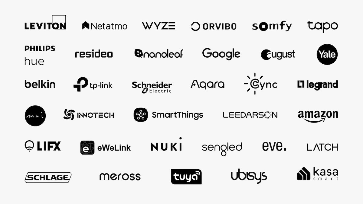 Some of the 200+ companies that have signed on to support Thread and Matter.