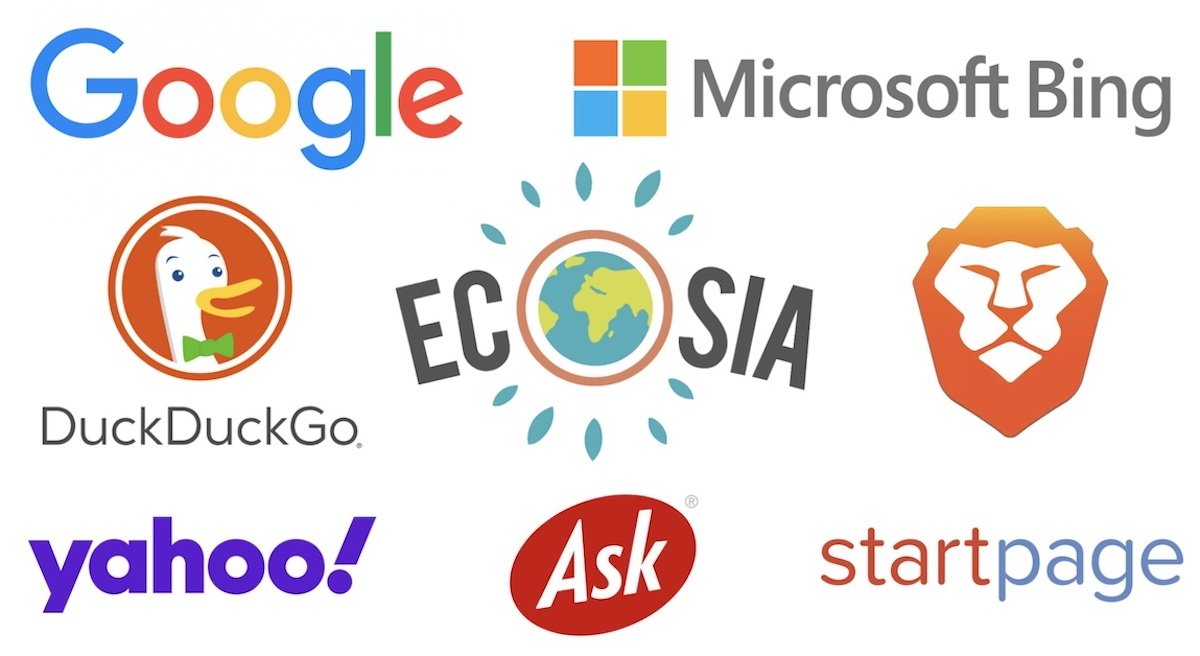 an array of search engine logos