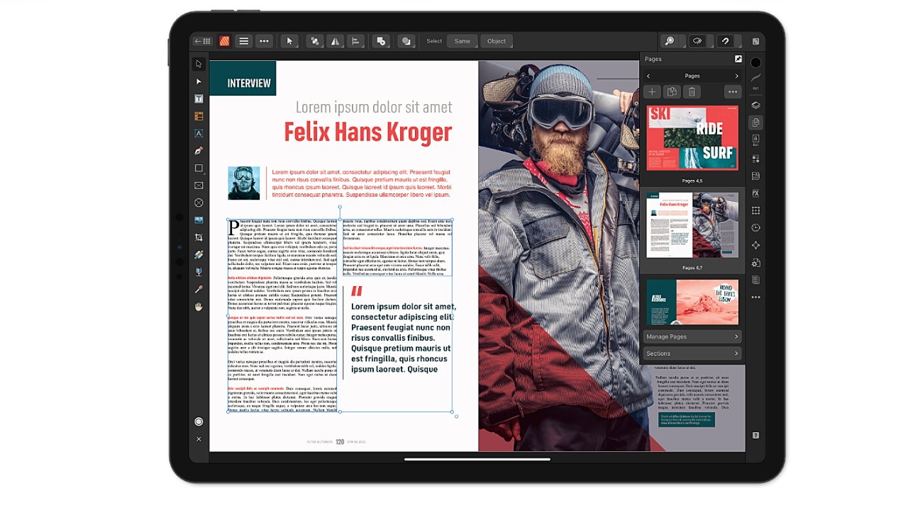 Affinity Publisher on iPad