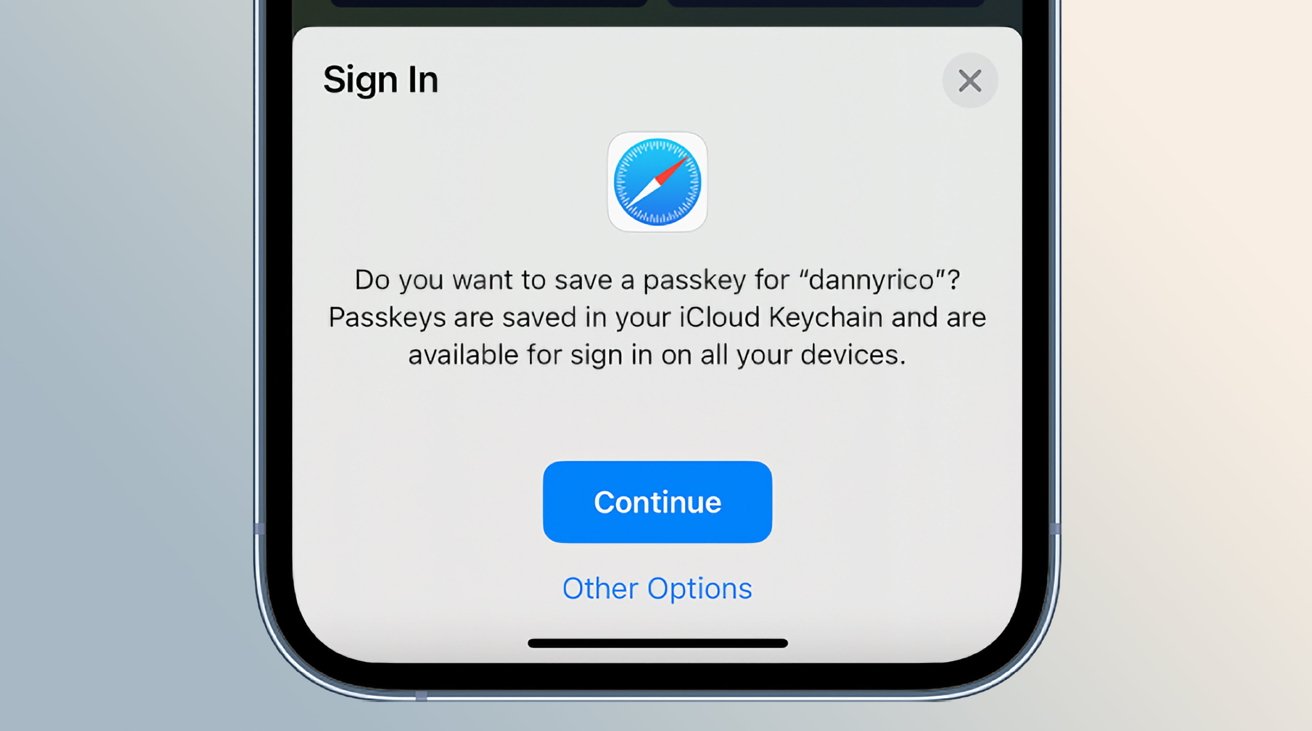 Passkey on an iPhone