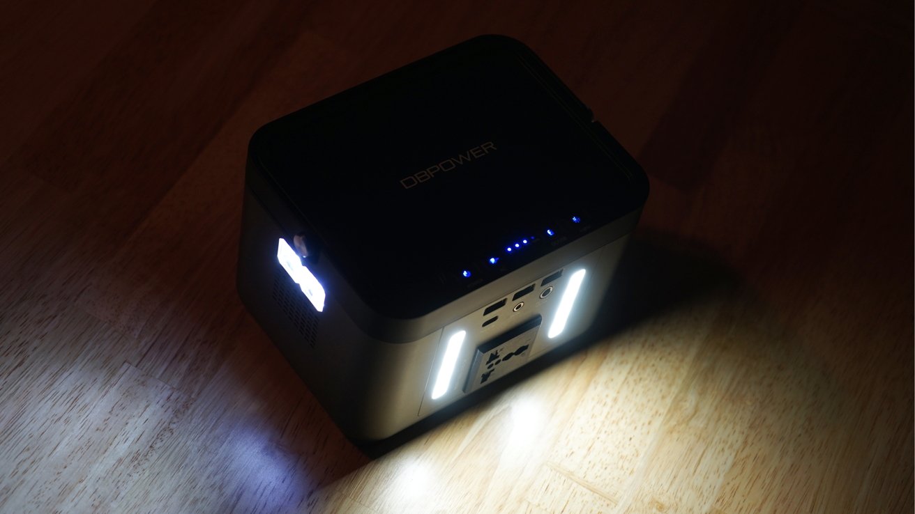 The lights on the DBPower portable power station are useful