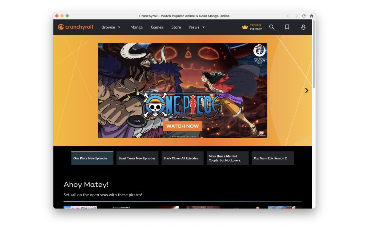 Доступ к CrunchyRoll через приложение WebCatalog